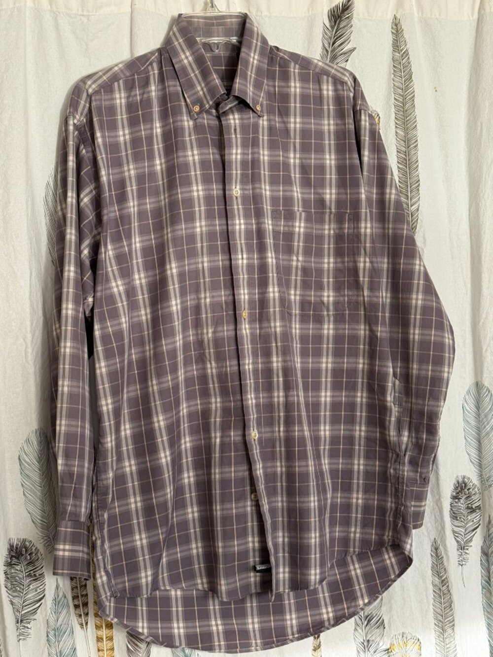 Vintage Burberry Grey Plaid Button Front Shirt